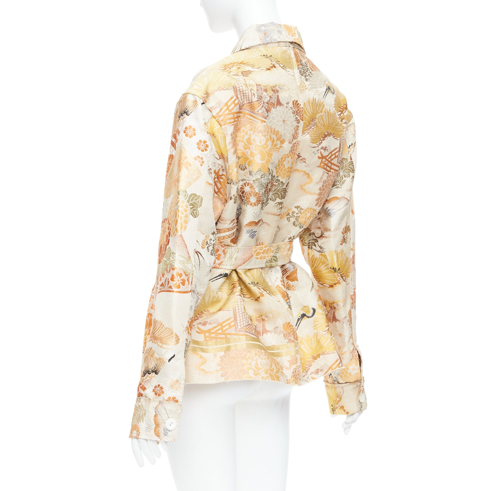 Unsigned / متعددة Orange Crane Jacquard Coat - Detail 1