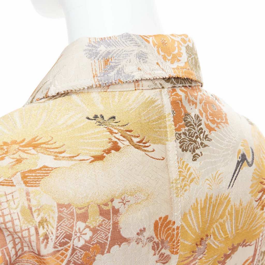 Unsigned / متعددة Orange Crane Jacquard Coat - Detail 2