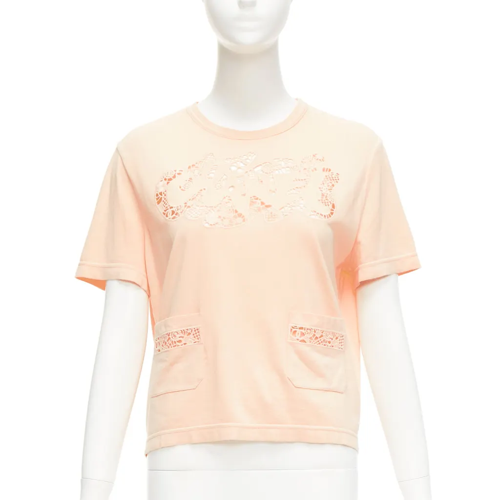 Chanel Macrame Cropped Tee Orange Cotton Very good - Front View