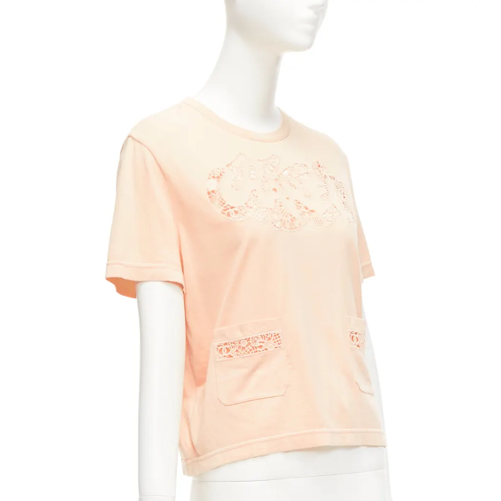Chanel Macrame Cropped Tee Orange Cotton Very good - Inside View