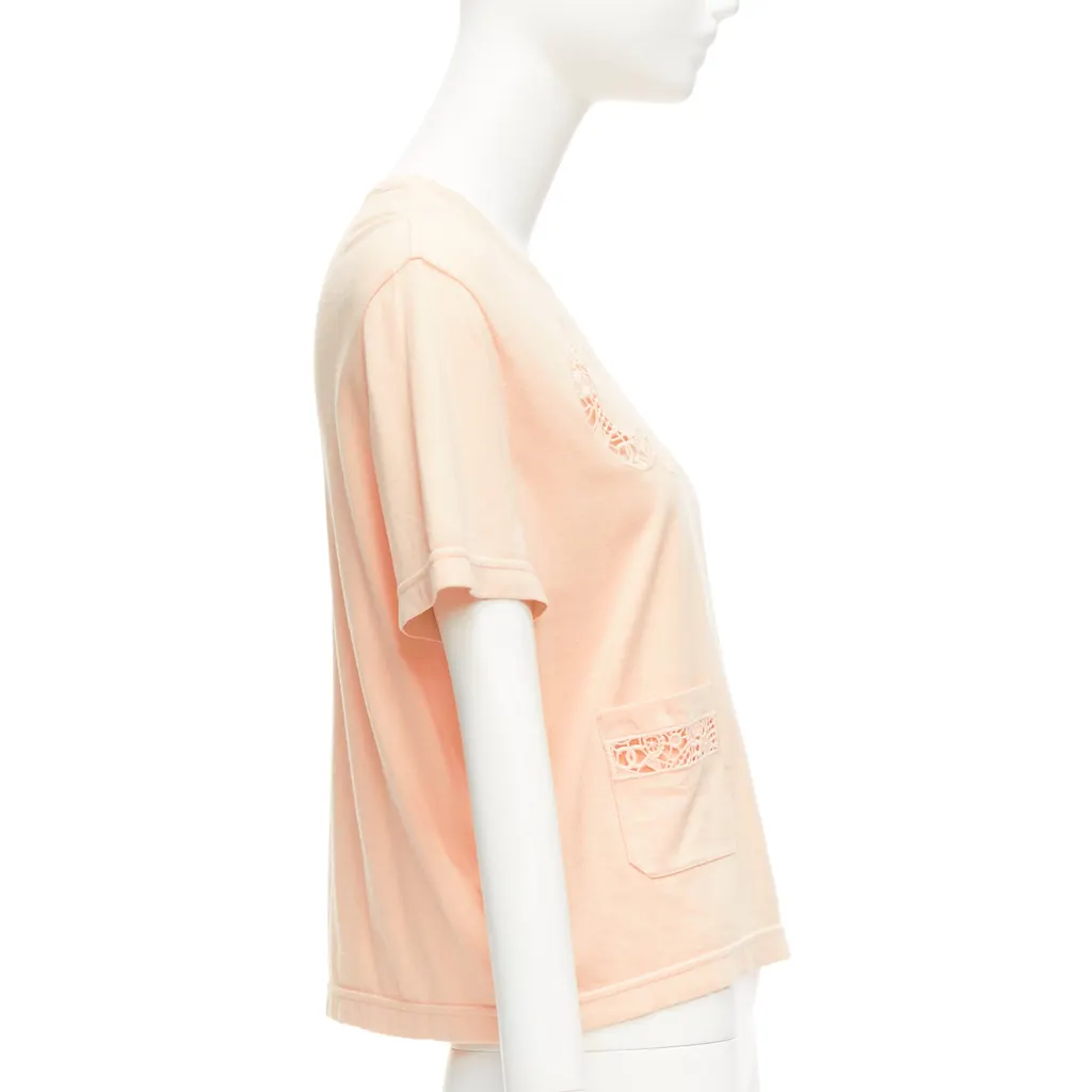 Chanel Macrame Cropped Tee Orange Cotton Very good - Model View