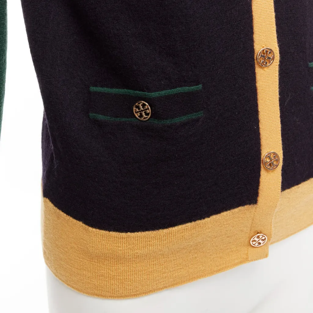 Tory Burch Colorblocked Cardigan Black Wool Never worn - Back View
