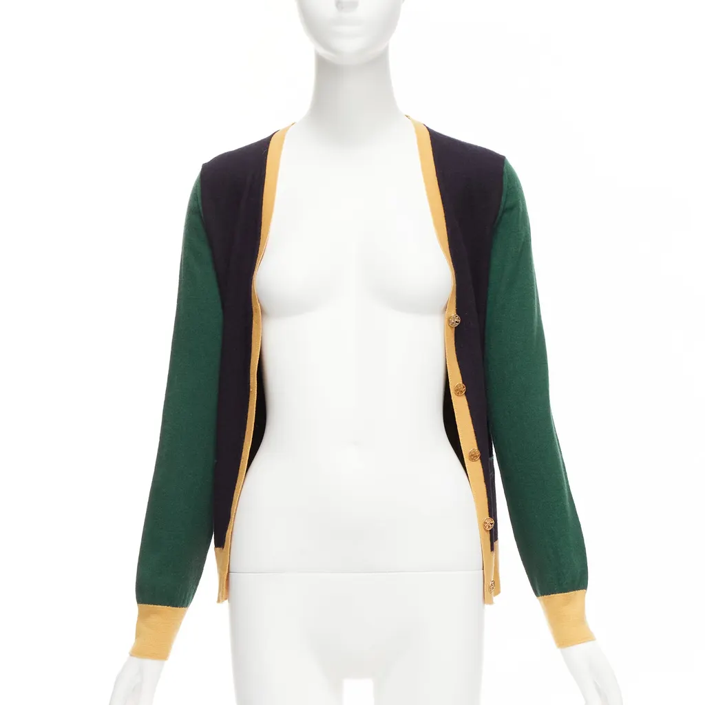 Tory Burch Colorblocked Cardigan Black Wool Never worn - Inside View