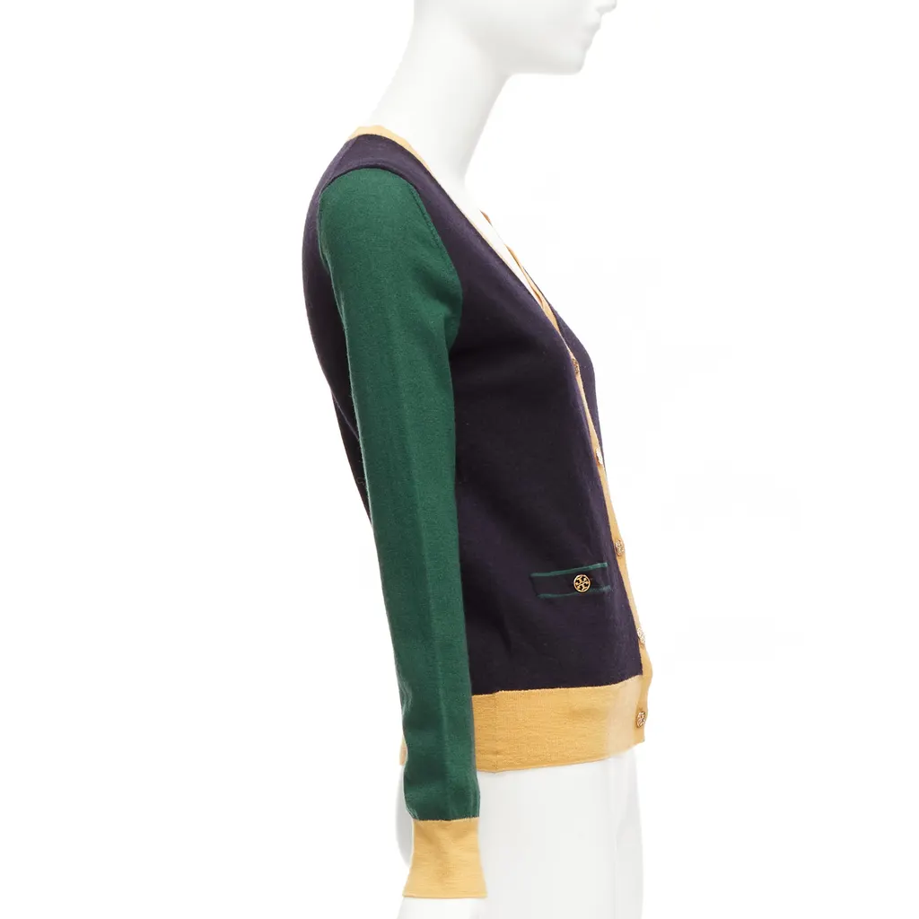 Tory Burch Colorblocked Cardigan Black Wool Never worn - Box View