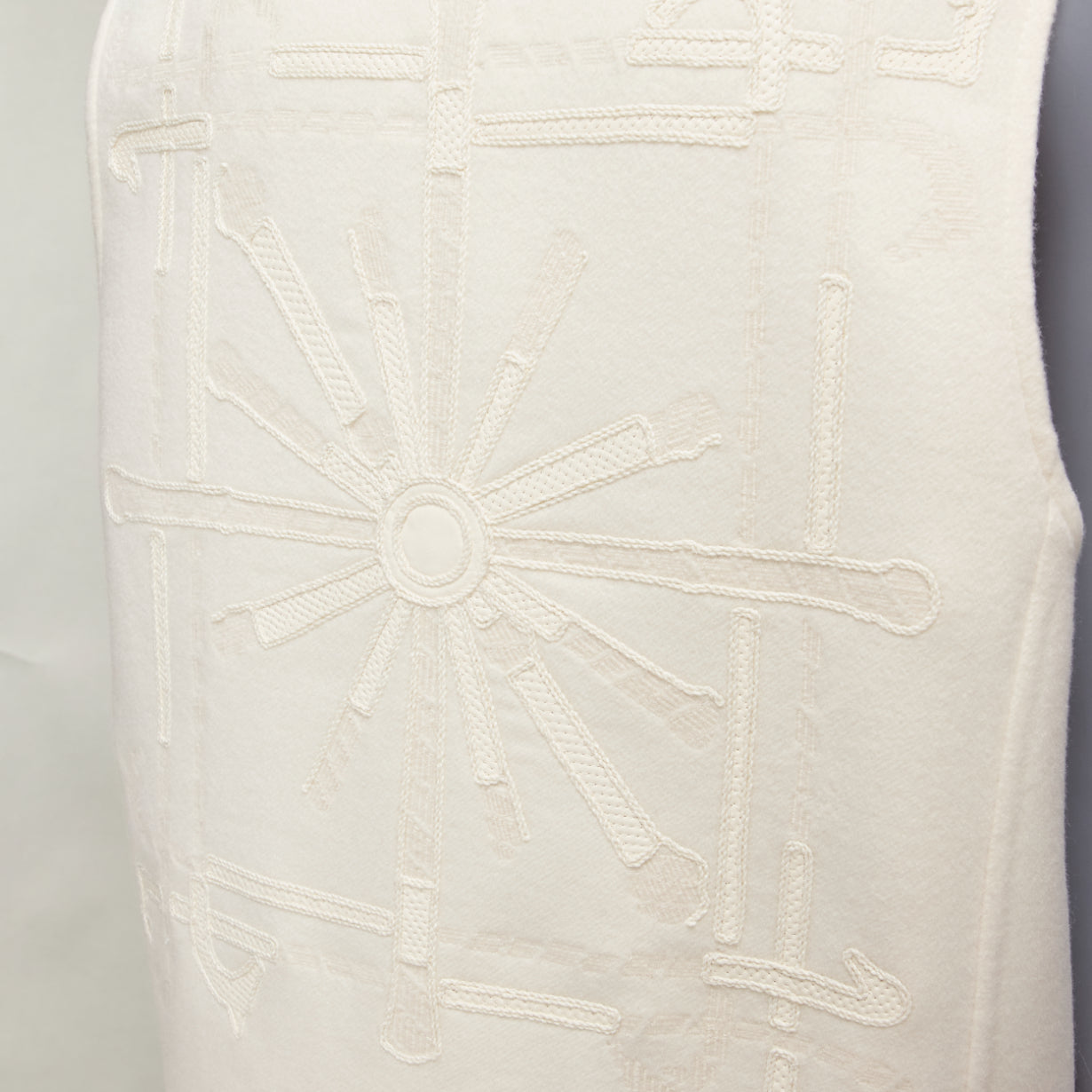 Hermès Cream Ribbed Sleeveless Coat - Back view