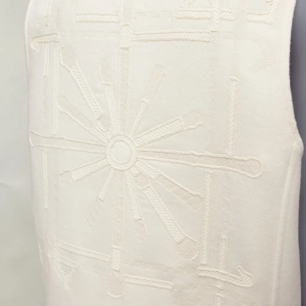 Hermès Cream Ribbed Sleeveless Coat Beige Cashmere Never worn - Back View