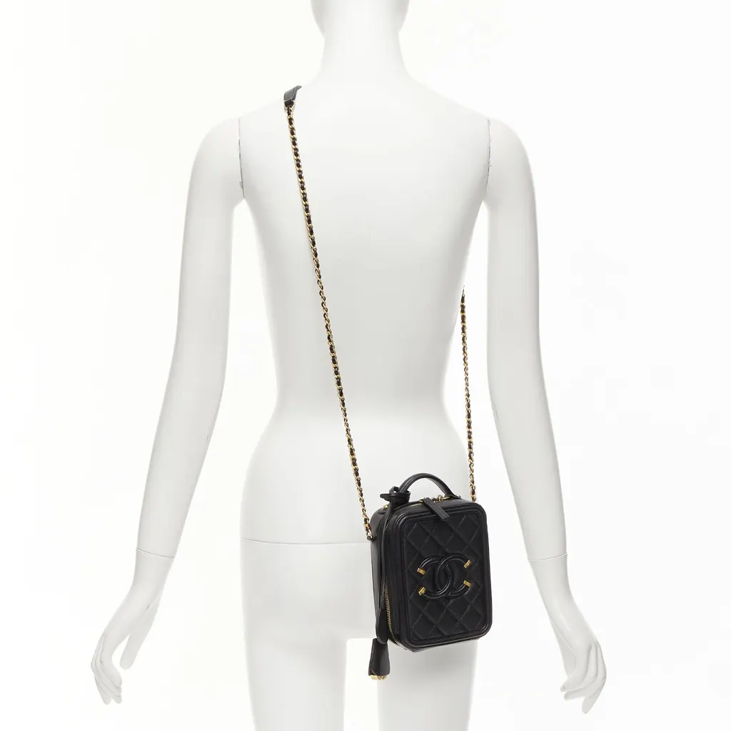 Chanel N/S Vanity Vertical Black Leather Very good - Back View