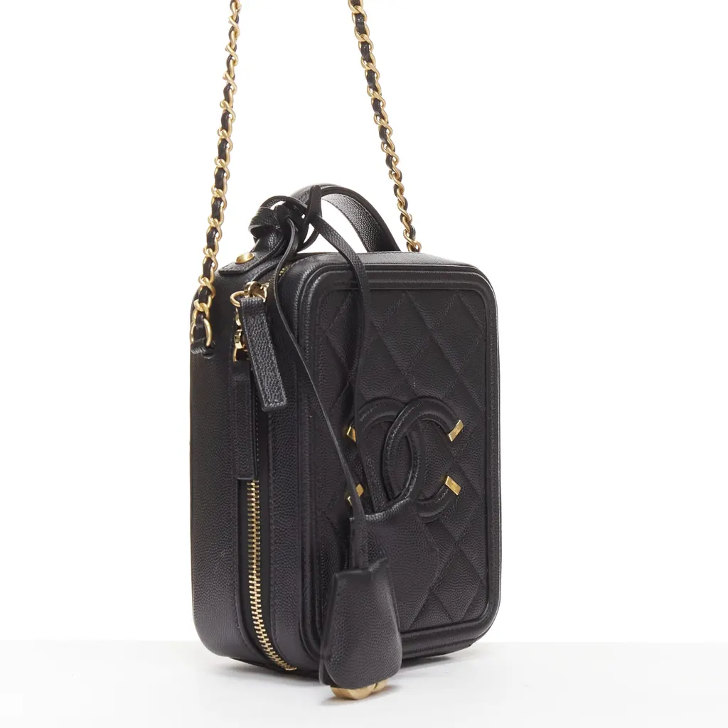 Chanel N/S Vanity Vertical Black Leather Very good - Inside View