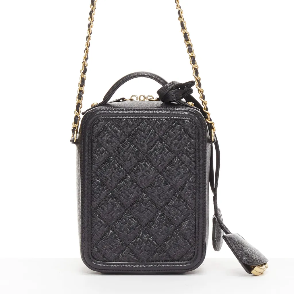 Chanel N/S Vanity Vertical Black Leather Very good - Box View