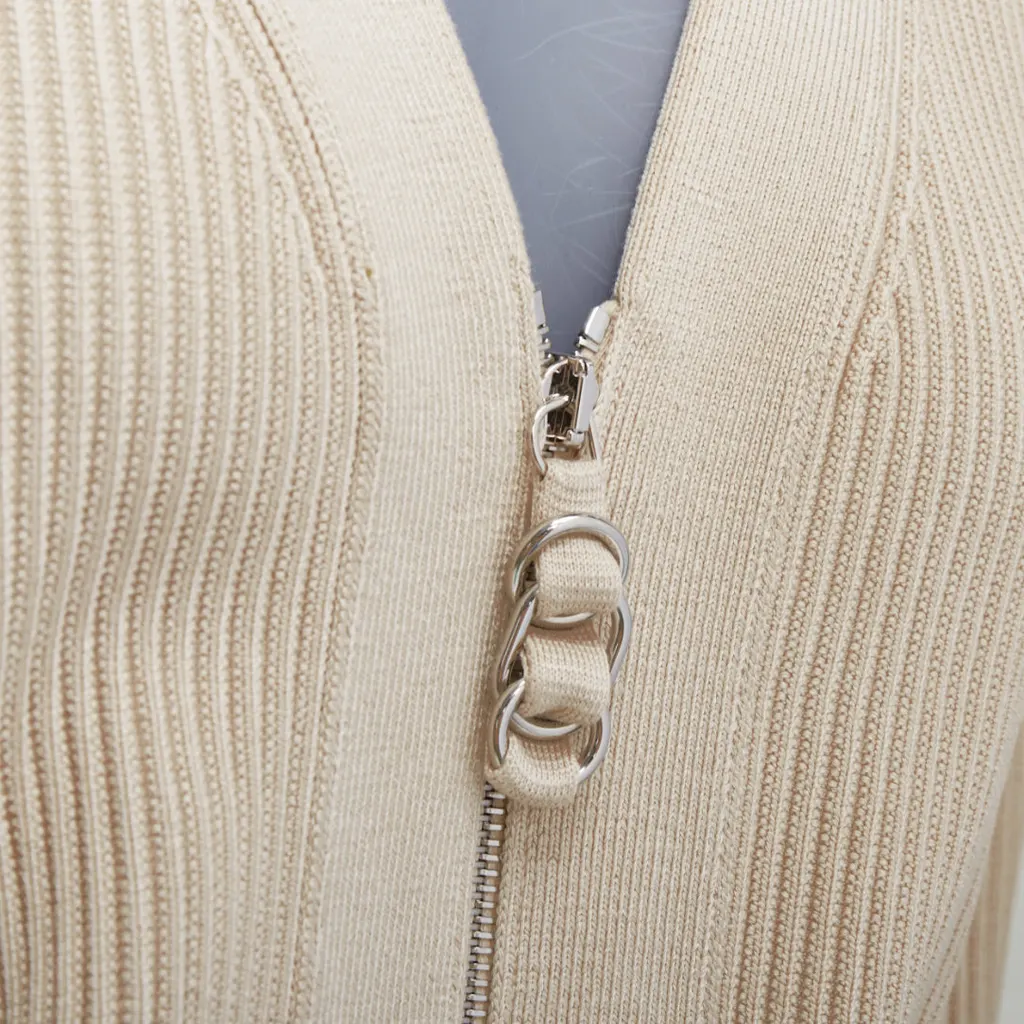 Hermès Zipper Head Cardigan Beige Viscose Never worn - Back View