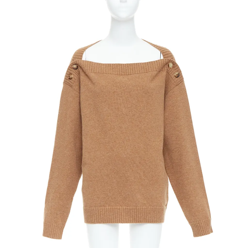 Burberry Horn Button Sweater Brown Wool Never worn - Front View