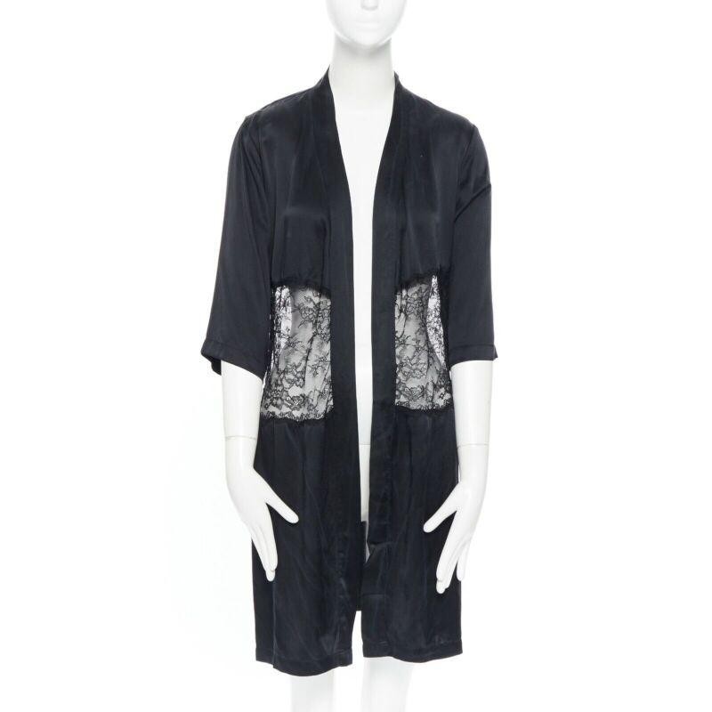 Unsigned / متعددة Black Lace Kimono Robe