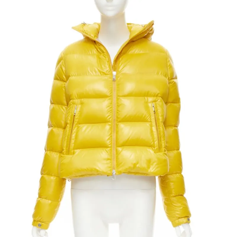 Moncler Yellow Goose Down Puffer Yellow Polyamide Never worn - Front View