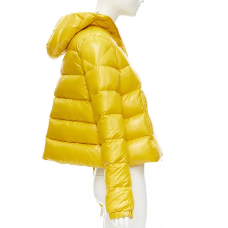 Moncler Yellow Goose Down Puffer Yellow Polyamide Never worn - Model View