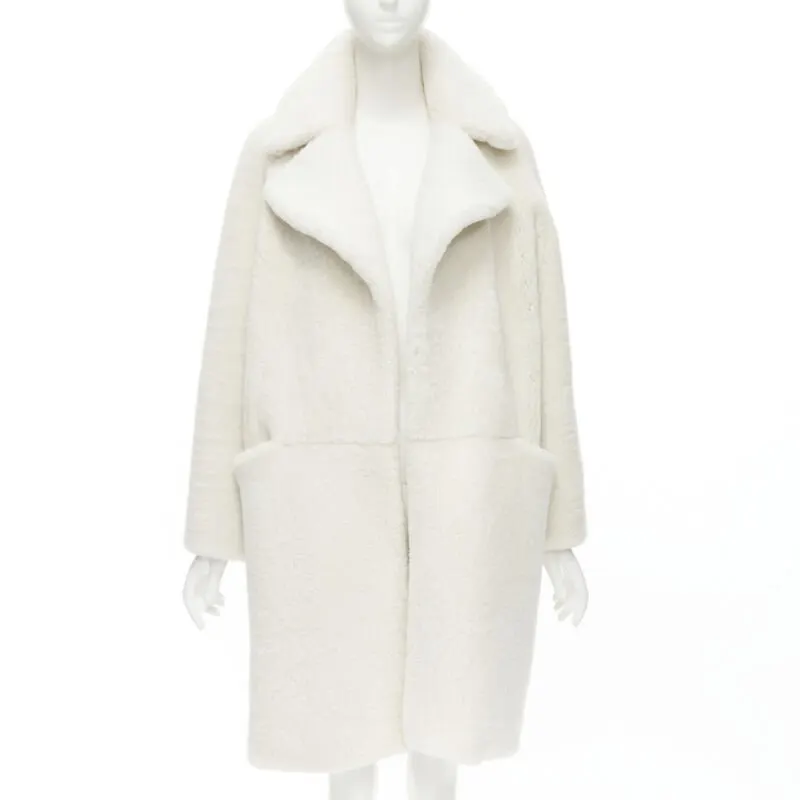 Martin Grant Oversized Teddy Coat White Leather Never worn - Front View