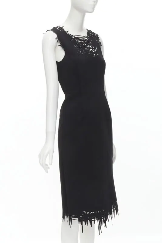 Oscar De La Renta Scribble Sheath Dress Black Polyester Very good - Inside View