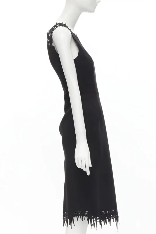 Oscar De La Renta Scribble Sheath Dress Black Polyester Very good - Model View