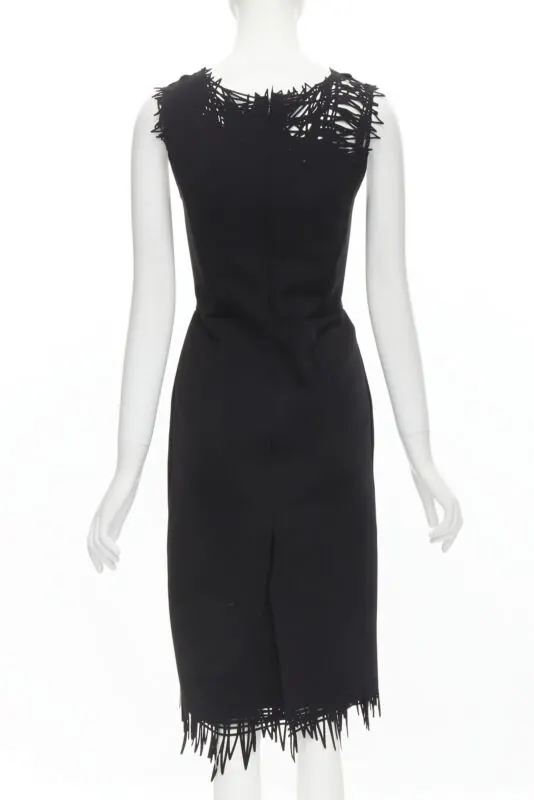 Oscar De La Renta Scribble Sheath Dress Black Polyester Very good - Box View