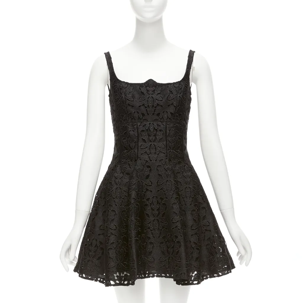 Emilia Wickstead Paisley Flared Dress Black Polyester Never worn, with tag - Front View