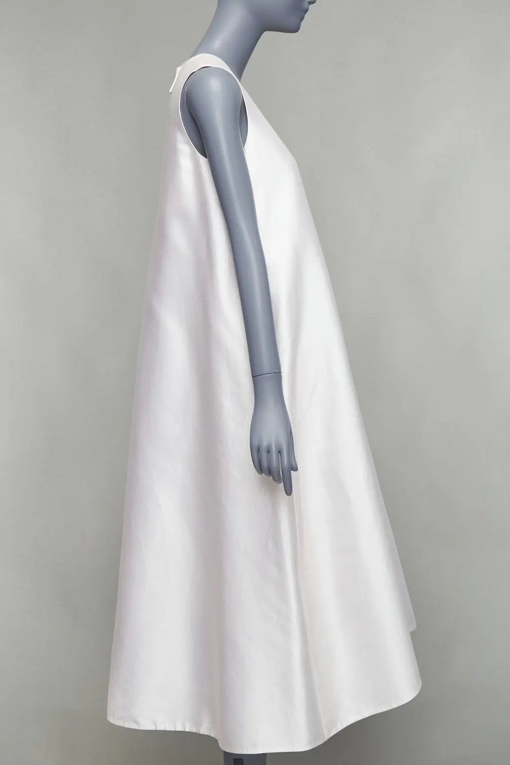 Melitta Baumeister Bow Back Tent Dress Beige Silk Good - Model View