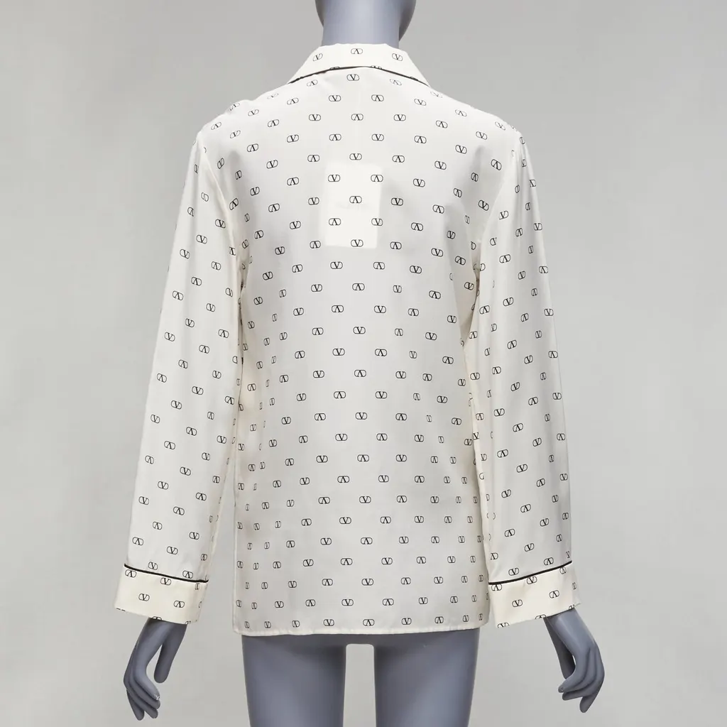 Valentino Piping Pajama Shirt Beige Silk Never worn, with tag - Box View