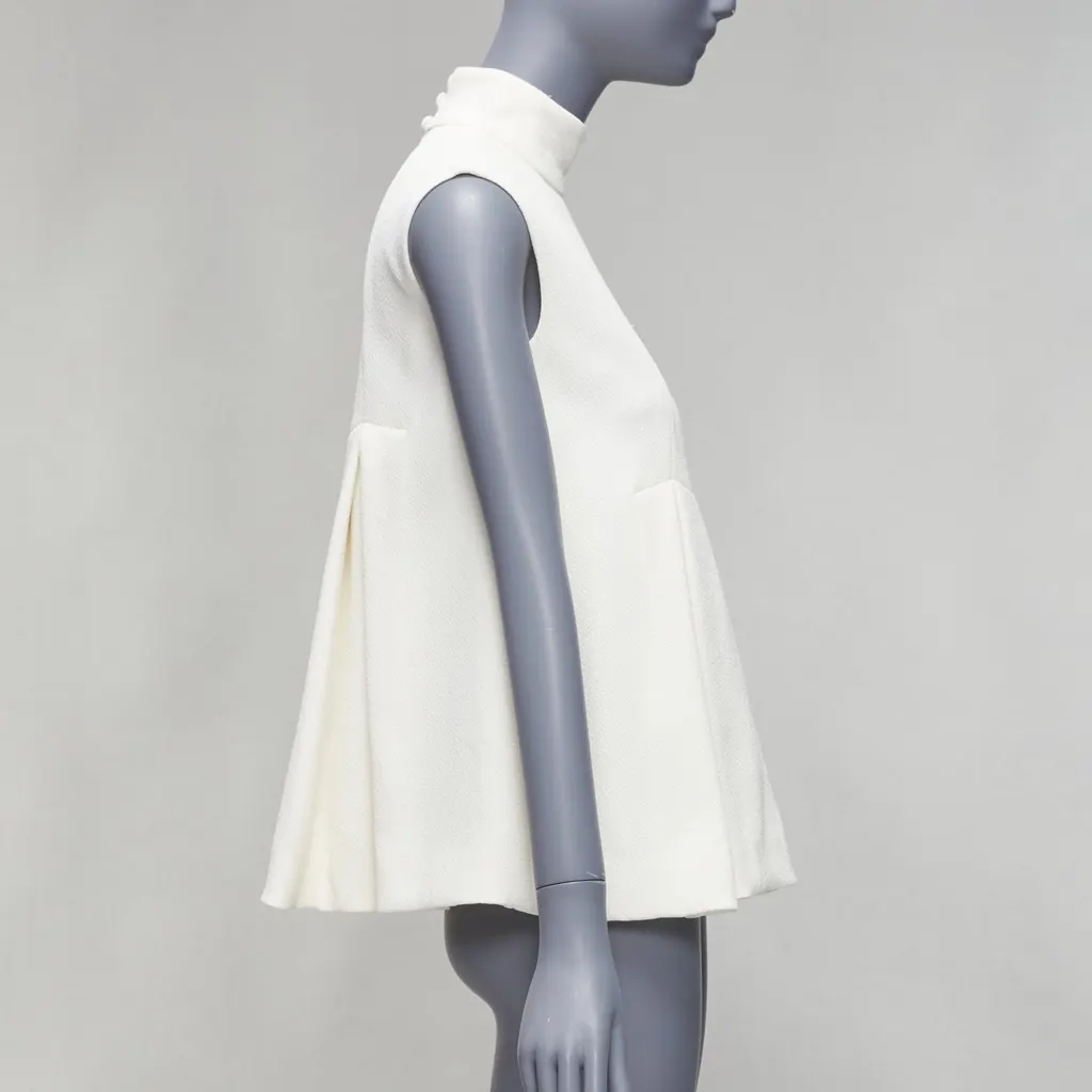 Emilia Wickstead Pleated Peplum Top Beige Polyester Very good - Model View