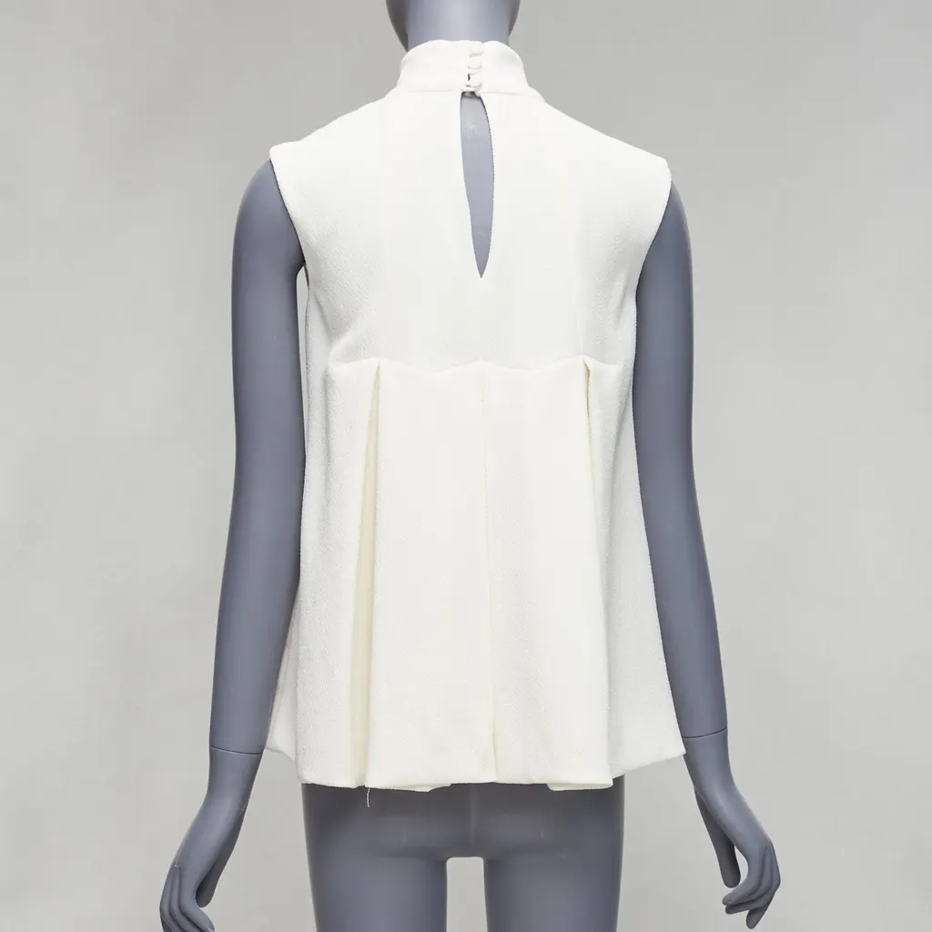 Emilia Wickstead Pleated Peplum Top Beige Polyester Very good - Box View
