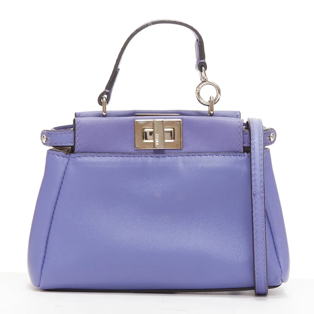 Fendi Peekaboo Micro Purple Leather Good - Front View