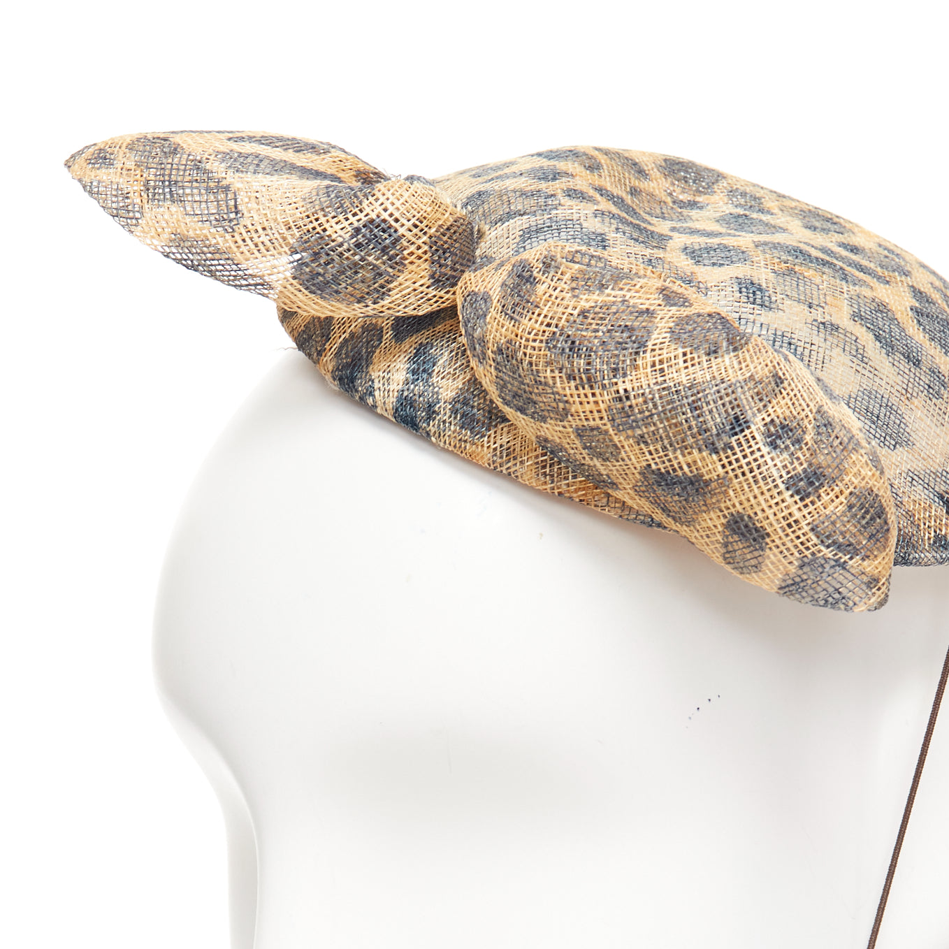 Marie Mercie Leopard Bow Fascinator - Back view