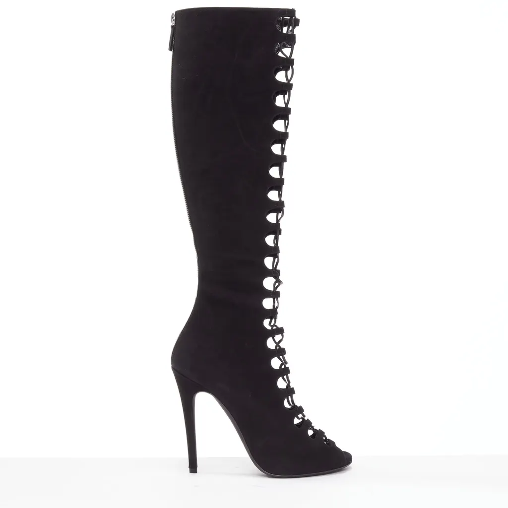 Giambattista Valli Criss Cross Boots Black Leather Very good - Front View