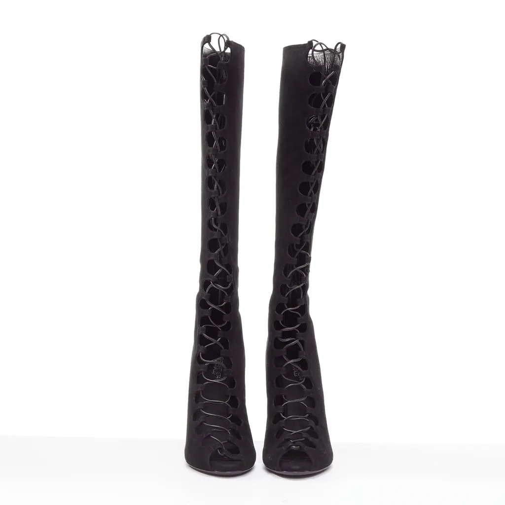 Giambattista Valli Criss Cross Boots Black Leather Very good - Inside View