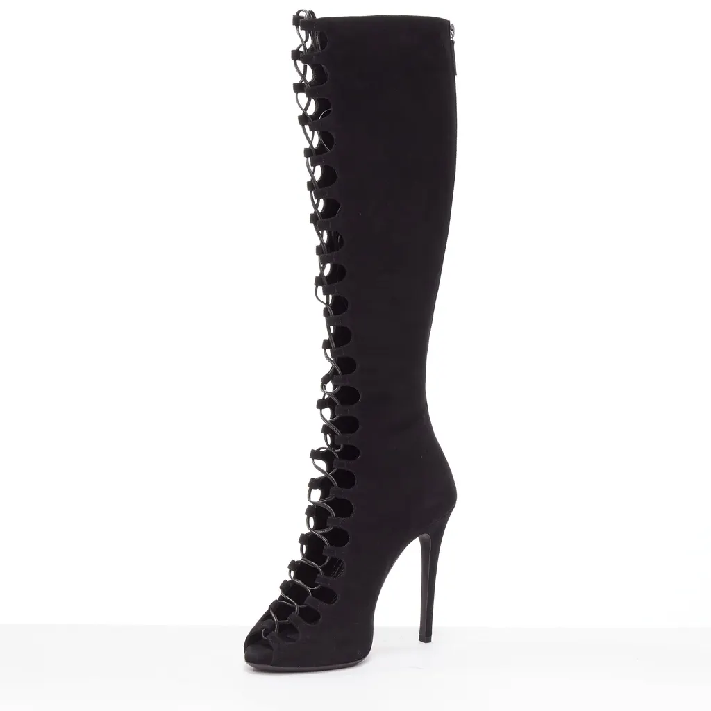 Giambattista Valli Criss Cross Boots Black Leather Very good - Model View