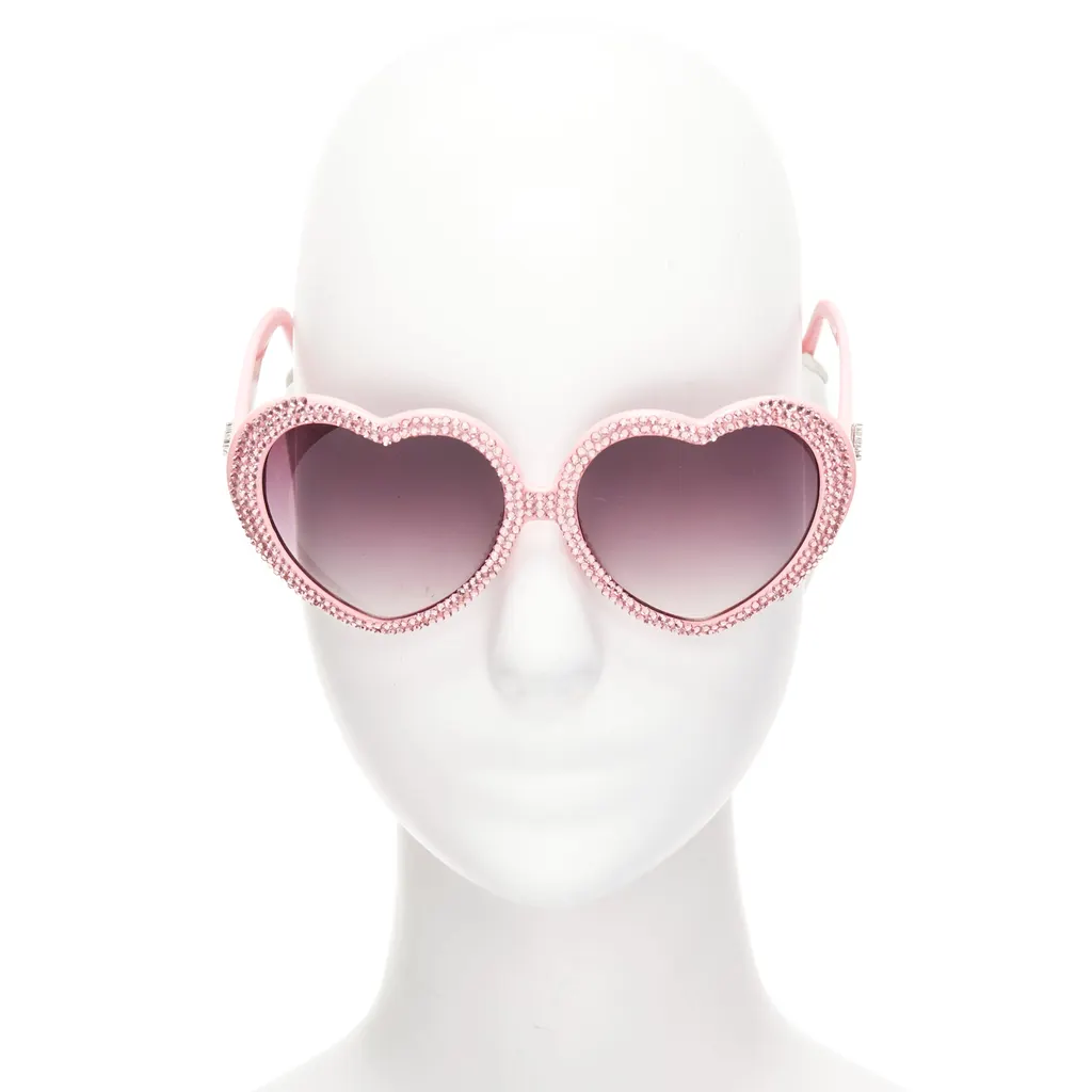 A-morir Crystal Heart Sunglasses Pink Plastic Never worn - Front View