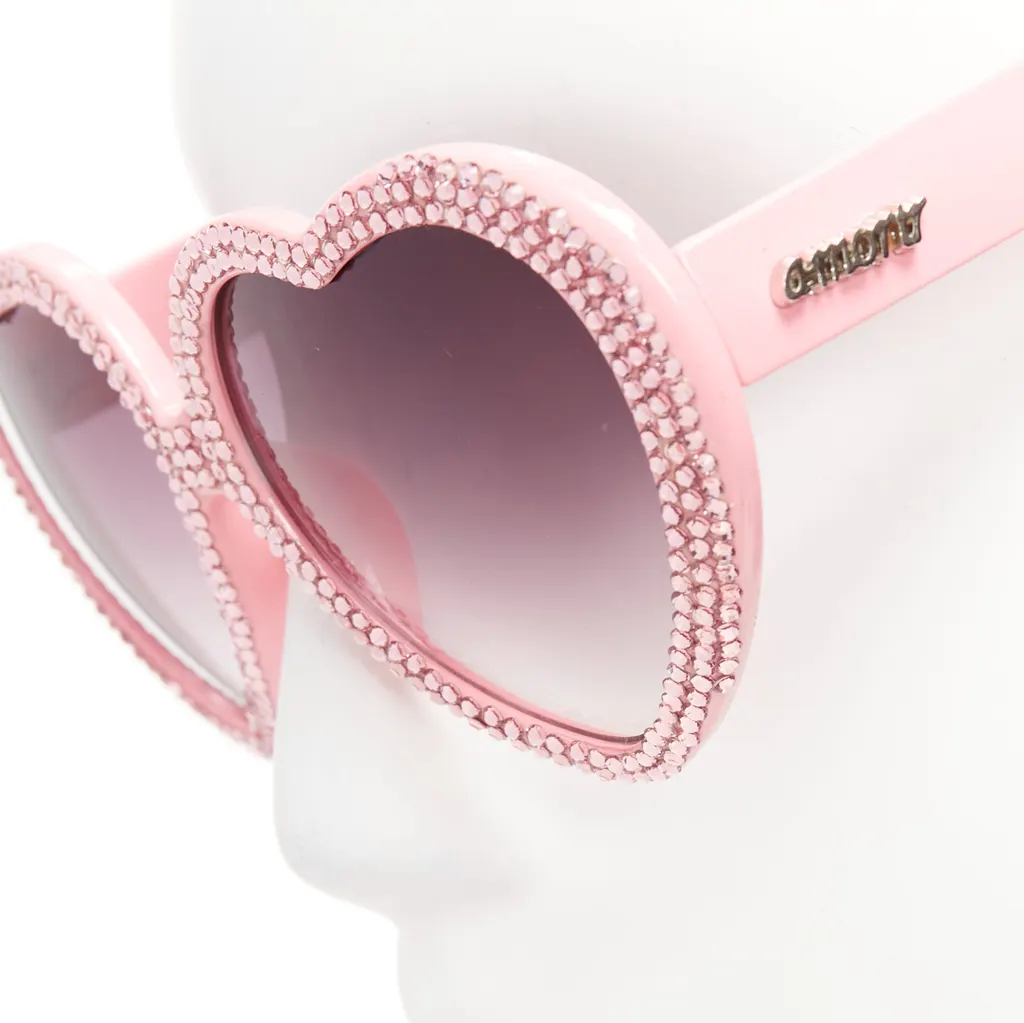 A-morir Crystal Heart Sunglasses Pink Plastic Never worn - Back View