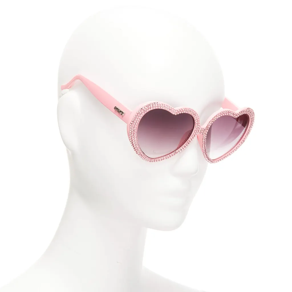 A-morir Crystal Heart Sunglasses Pink Plastic Never worn - Inside View