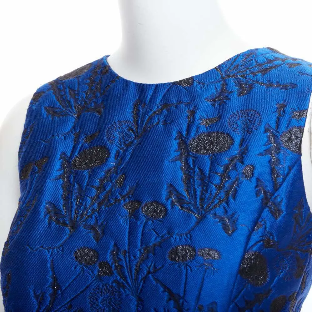 Oscar De La Renta Lurex Cloque Dress Blue Polyester Never worn - Back View