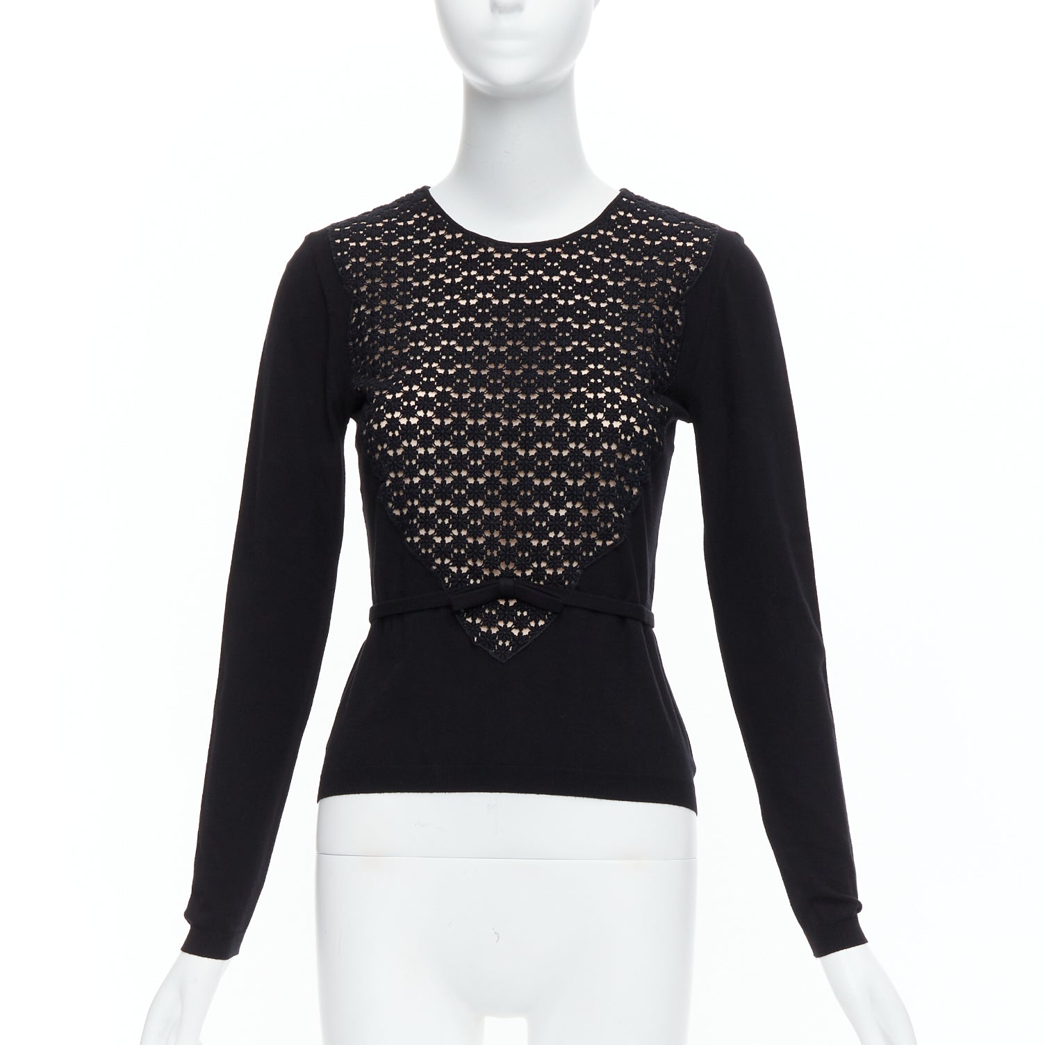 Giambattista Valli Overlay Bow Lace Sweater