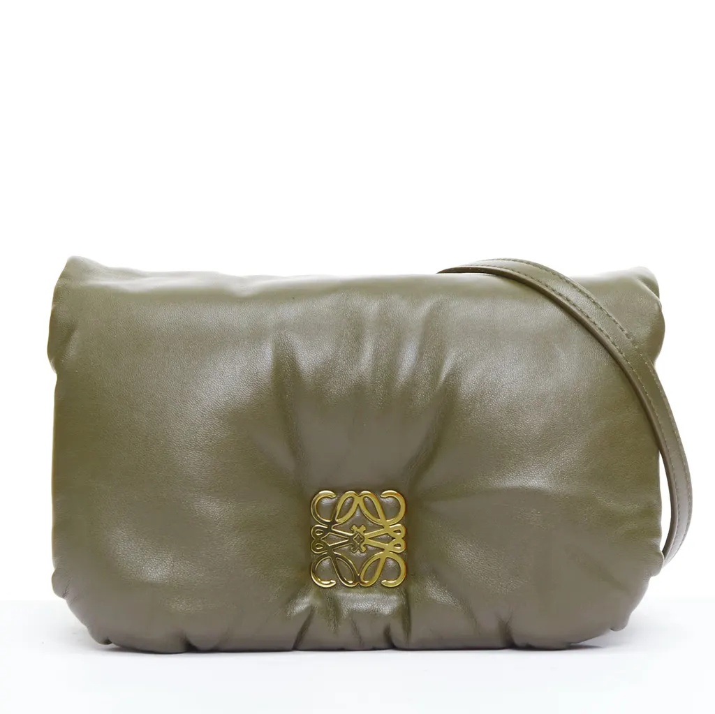 Loewe Mini Puffer Goya Khaki Leather Very good - Front View
