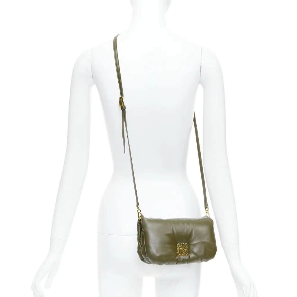 Loewe Mini Puffer Goya Khaki Leather Very good - Back View