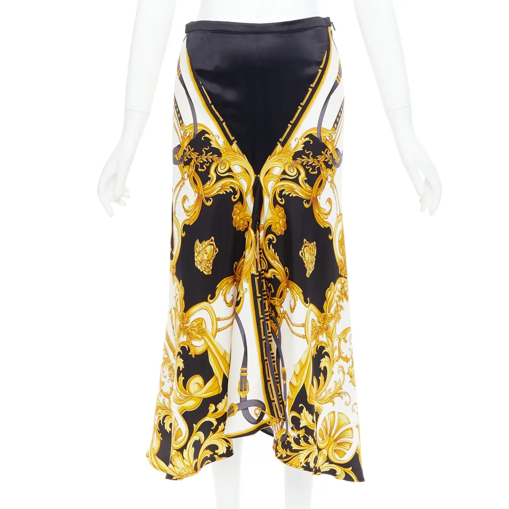 Versace Barocco Bias Skirt Black Silk Very good - Front View