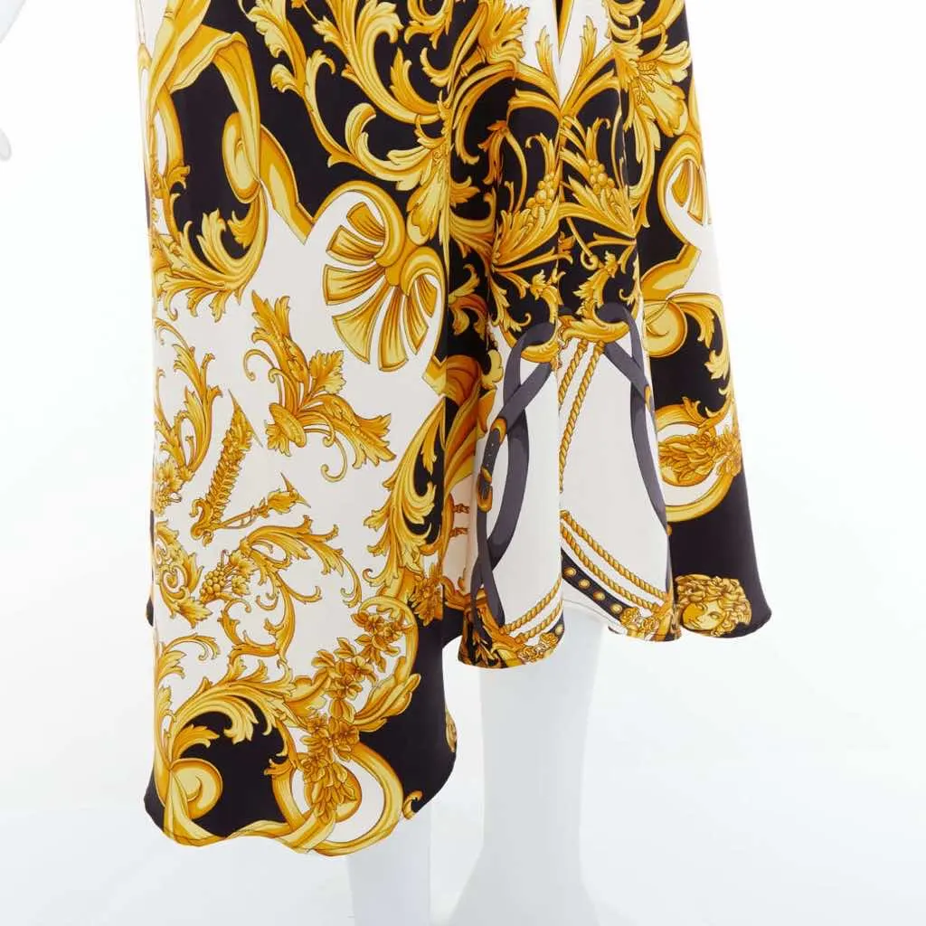 Versace Barocco Bias Skirt Black Silk Very good - Back View