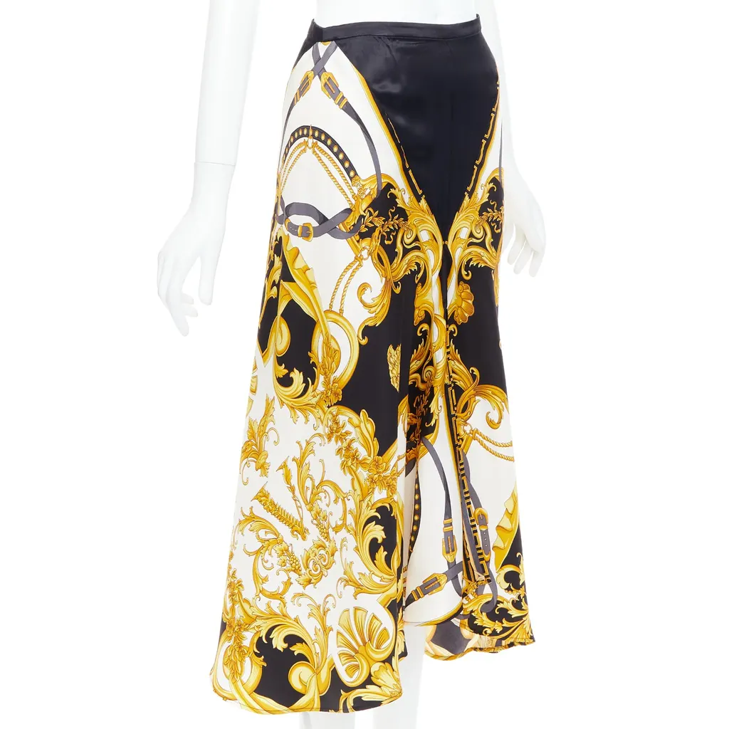 Versace Barocco Bias Skirt Black Silk Very good - Inside View