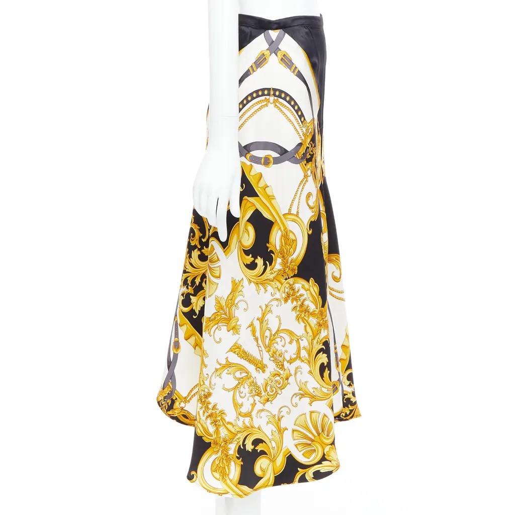 Versace Barocco Bias Skirt Black Silk Very good - Model View