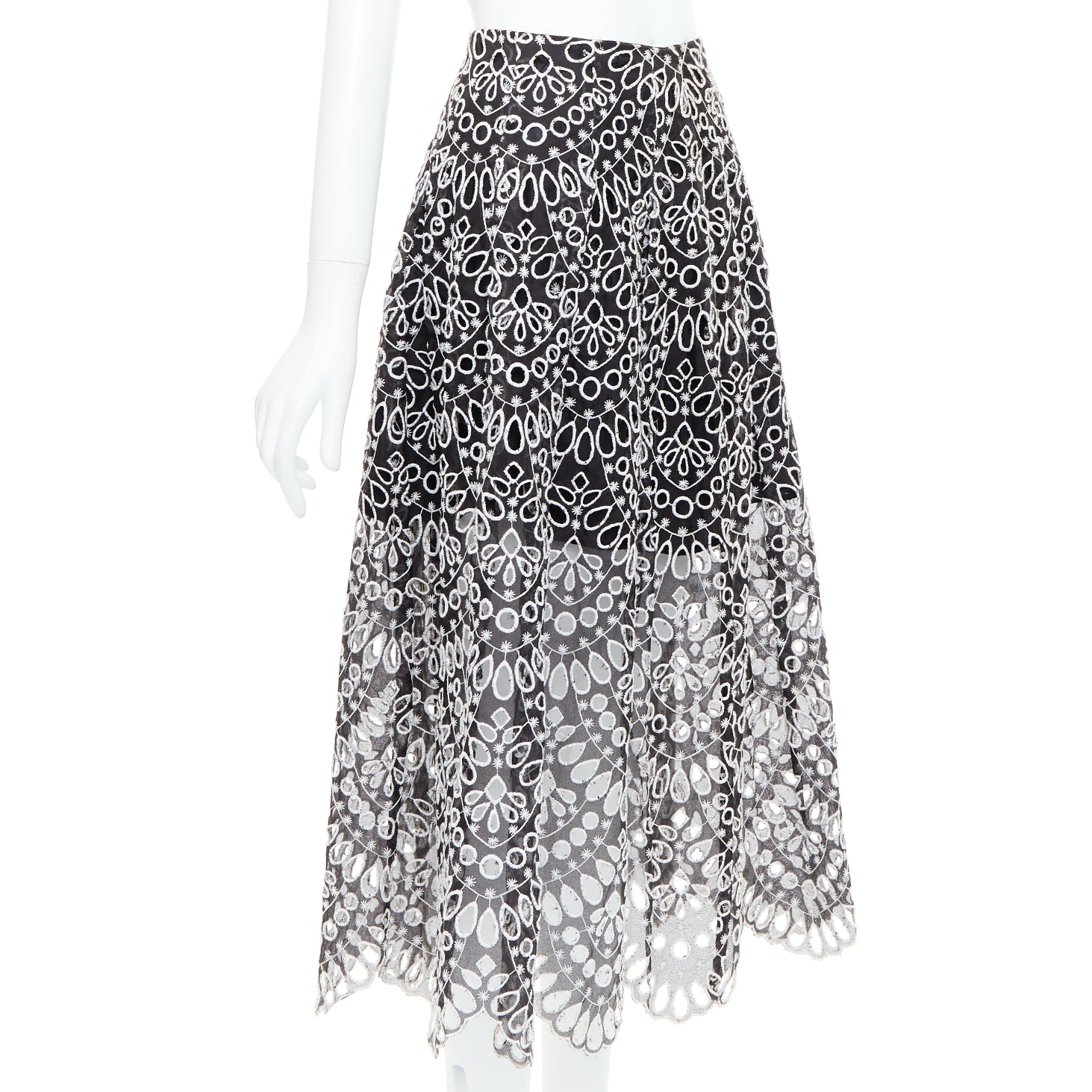 Oscar De La Renta Embroidery Anglais Skirt - Image 6