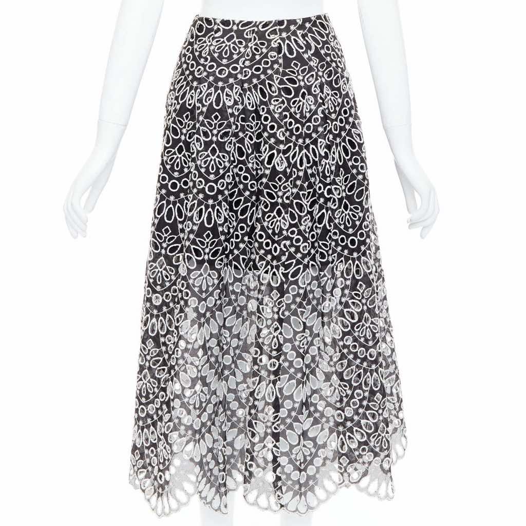 Oscar De La Renta Embroidery Anglais Skirt - Side view