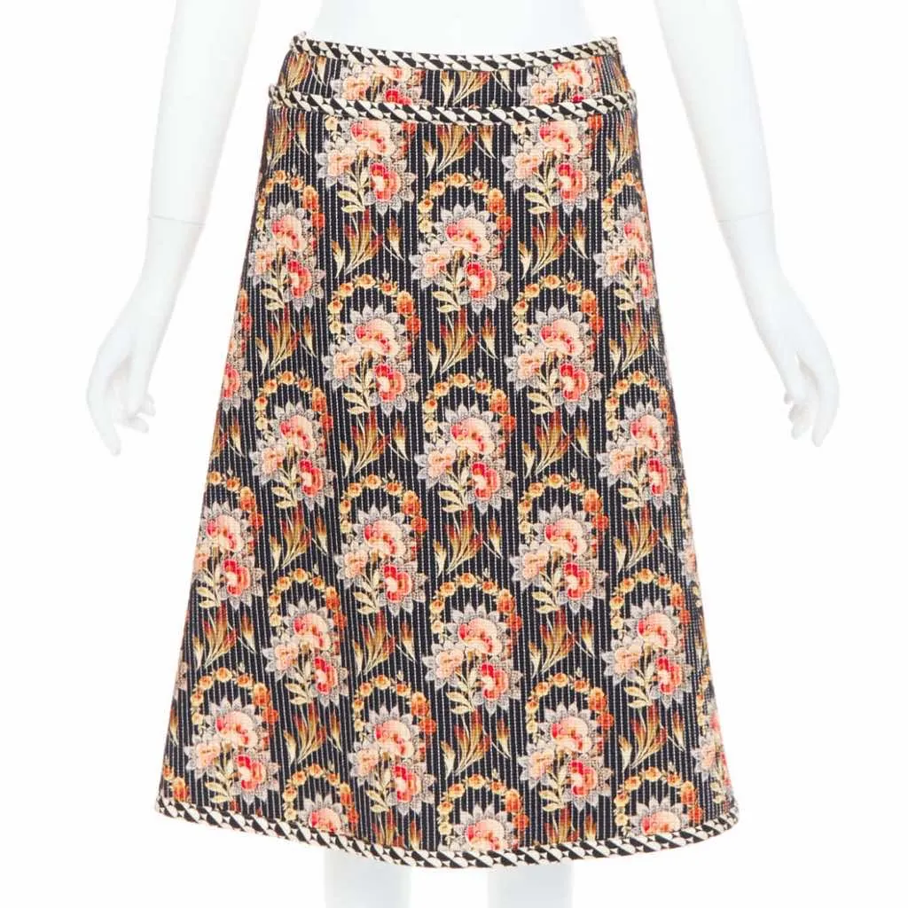 Oscar De La Renta Floral Quilted Skirt MultiColor Silk Never worn - Front View