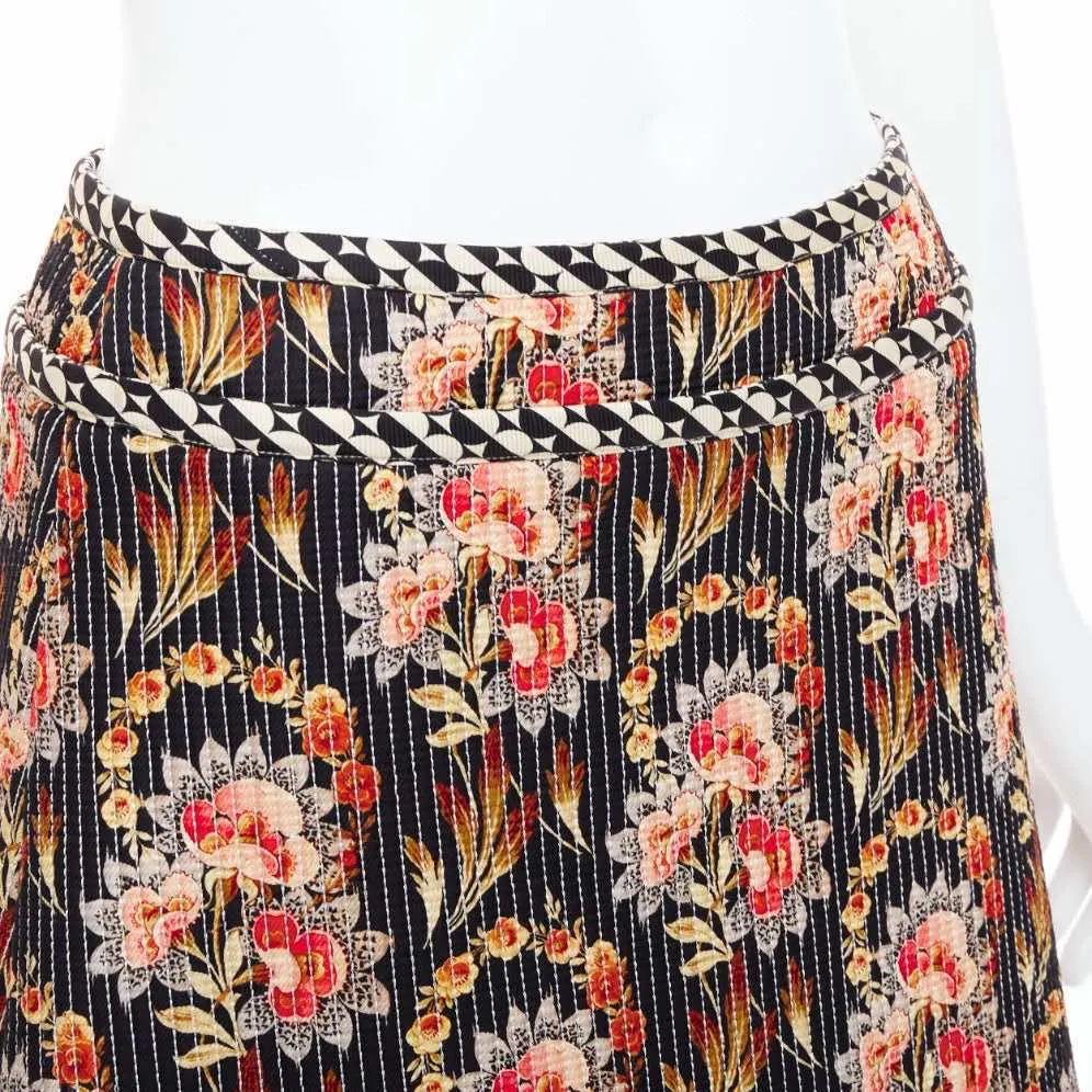 Oscar De La Renta Floral Quilted Skirt MultiColor Silk Never worn - Back View