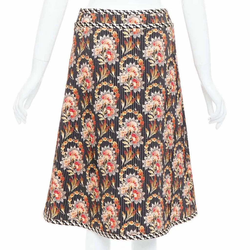Oscar De La Renta Floral Quilted Skirt MultiColor Silk Never worn - Box View