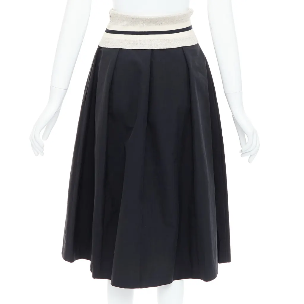 Brunello Cucinelli Foldover Waist Skirt Black Cotton Very good - Box View