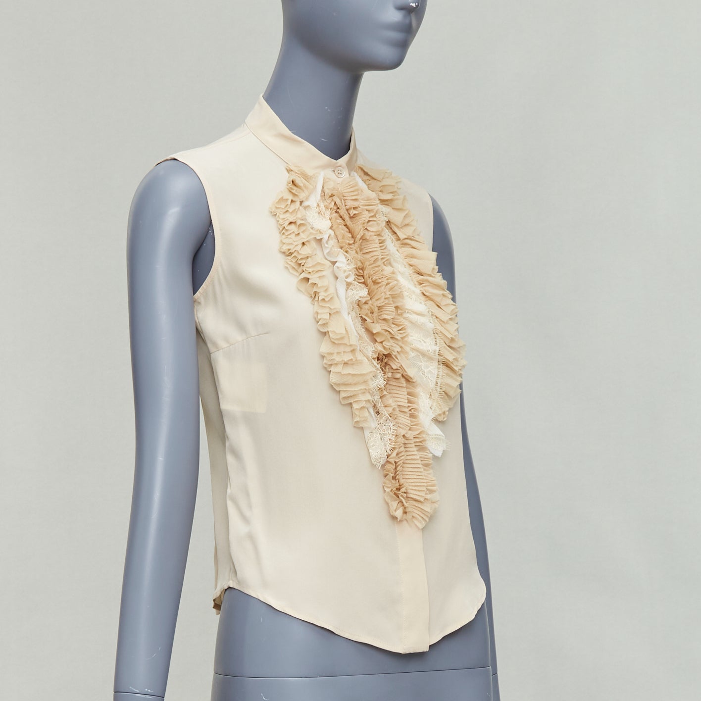 Prada Ruffle Sleeveless Shirt - Image 6